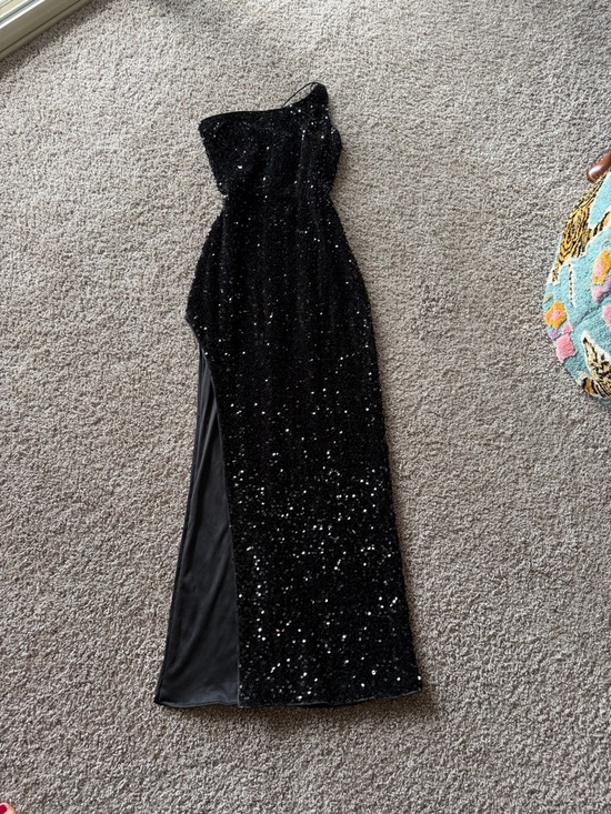 Dresses & Skirts - One Shoulder Black Sequin Evening Gown